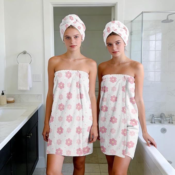 Absorbent Bath Towel Wrap Set for Women, Microfiber Shower Robe Body Towel - Image 7