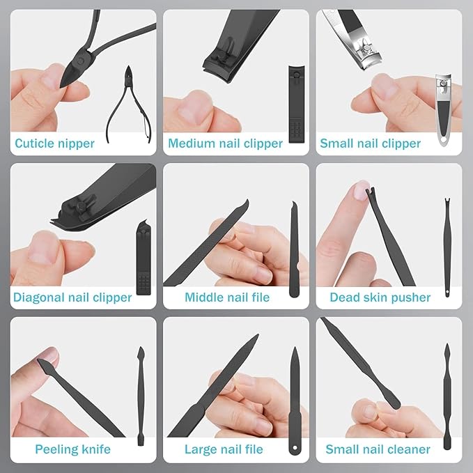 Premium 26-in-1 Manicure & Pedicure Kit – Stainless Steel Nail Clippers Set - Image 5