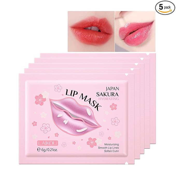 AKARY Sakura 5 Pieces Hydrating Lip Mask, Lip Sleep Mask Collagen Crystal Lip by AKARY