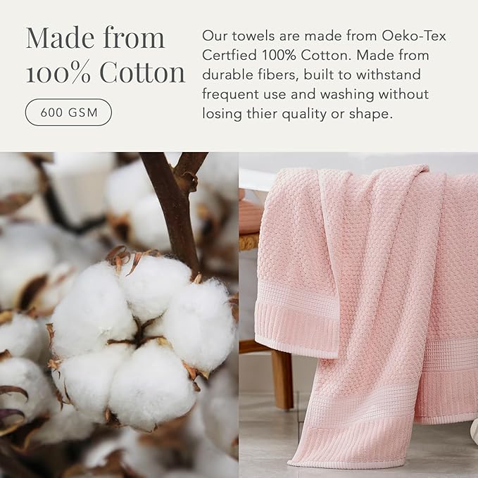 NY Loft 100% Cotton Bath Towel 4 Pack | Super Soft & Absorbent Quick-Dry Bath - Image 6