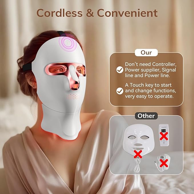 ONLUKY Red Light Therapy Mask for Face, Cordless LED Face Mask Light Therapy - Image 6