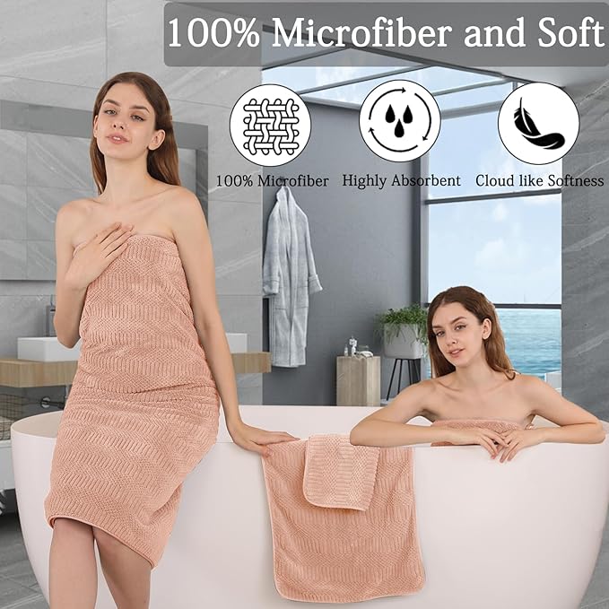 Ycosy 4 Pack Extra Large Microfiber Bath Towels Set, 35x70 inches, Less Lint - Image 4