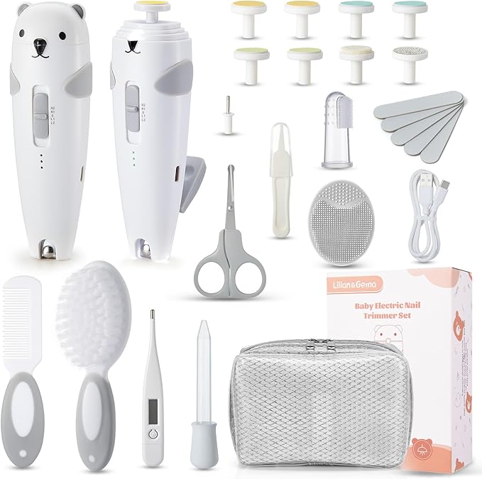 Lilian&Gema Baby Healthcare and Grooming Kit, 28-in-1 Rechargeable Nail Trimmer by LilianGema