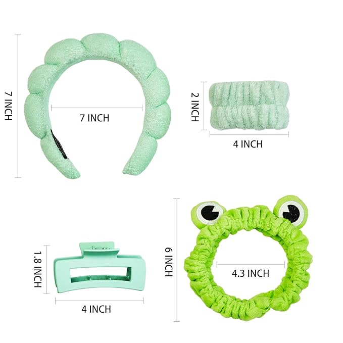 7 Pcs Spa Set, Facial Spa Headband and Wristband Set, Skincare Headband - Image 6