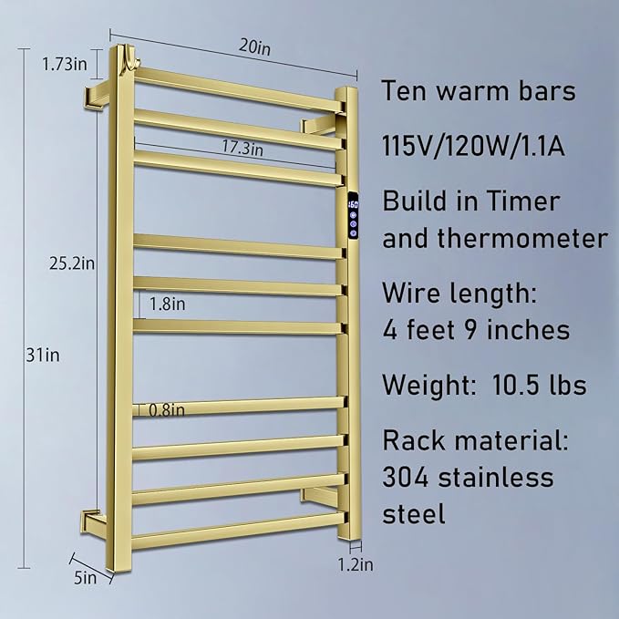 XBVV Towel Warmer Rack for Bathroom - Image 6
