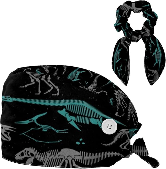 Scrub Cap with Hair Scrunchy, Ponytail Holder Surgical Cap by FVQL