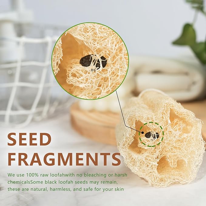 Natural Loofah 6-Pack, 4 Inch 100% Plant Fiber Exfoliating Sponge, Spa & Shower - Image 6