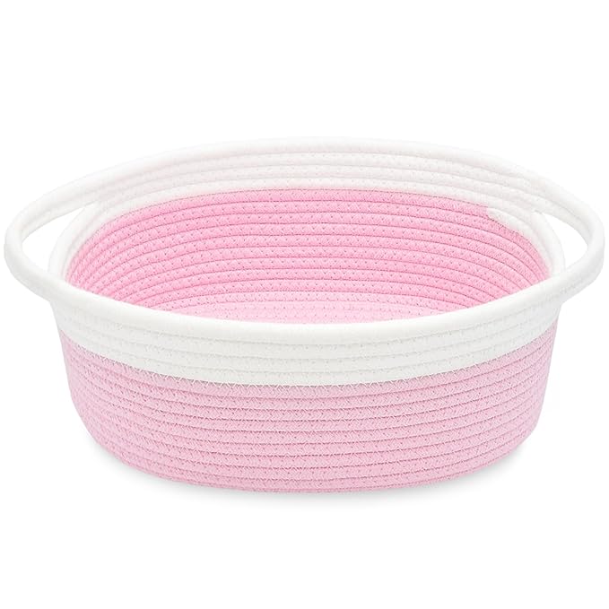 ABenkle Small Basket with Handles, Boho Decorative Rope Woven Dog Cat Toy by ABenkle
