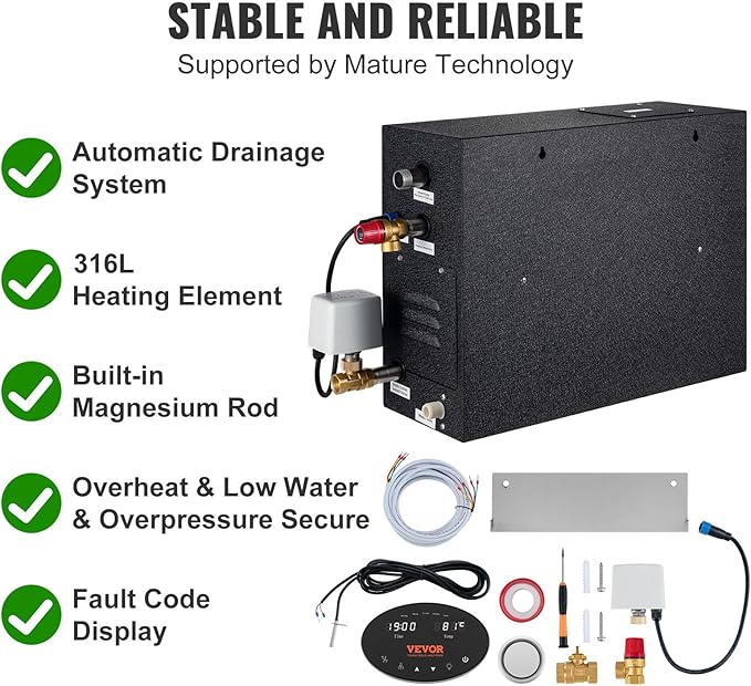 VEVOR Steam Shower Generator, 15 kW, Segmented Heating Temperature - Image 4