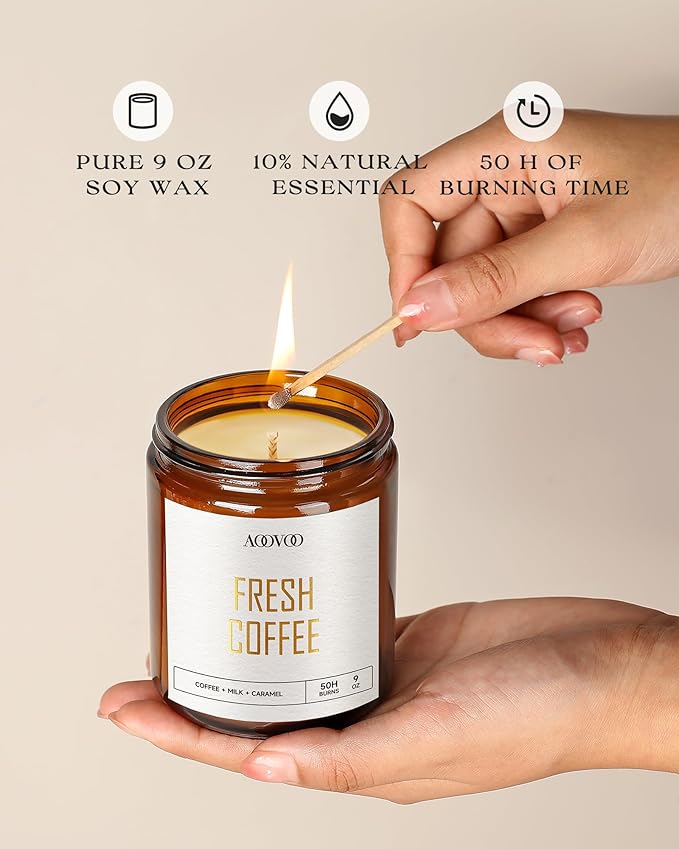 AOOVOO Fresh Coffee Candles - 9 oz Scented Candles - Image 3
