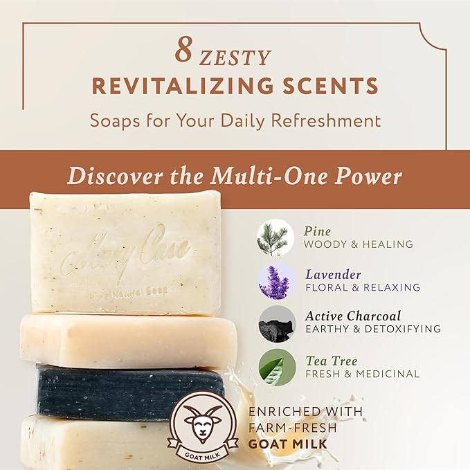 Mary Case Goat Milk Variety Bar Soap Set of 8 | Lavender, Pine Tar, Tea Tree & - Image 2