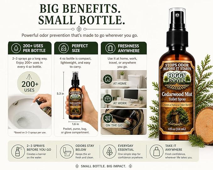 Cedarwood Pre-Poop Toilet Spray – Stops Odor Before It Starts, Bathroom Odor - Image 5
