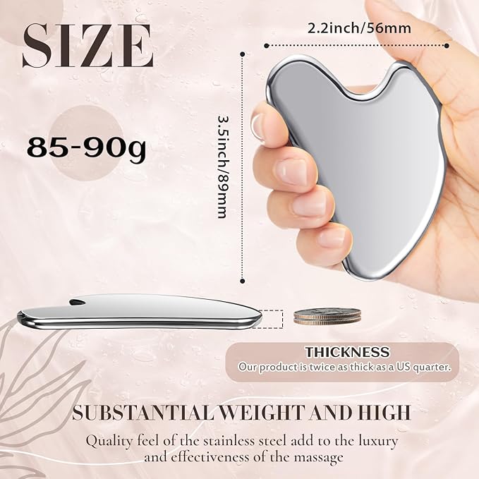 Nuanchu Stainless Steel Gua Sha Facial Tool, Metal Gua Sha - Image 2