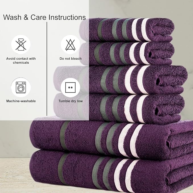 CASA COPENHAGEN Exotic 6Pcs 100% Egyptian Cotton Designer Towels Gift Set- Dark - Image 4