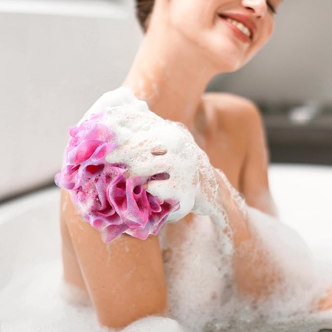 BTYMS 75g/pc Bath Loofah Mesh Puffs, Large Body Exfoliating Shower Sponges - Image 5