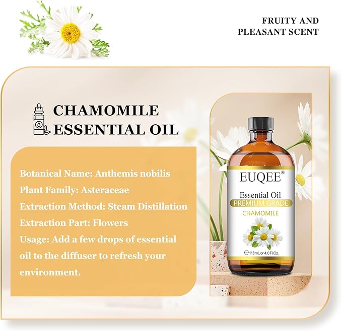 EUQEE Chamomile Essential Oil 118ml Pure Chamomile Oil Aromatherapy Essential - Image 2