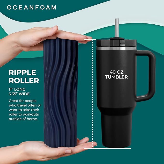 Oceanfoam Ripple Travel Foam Roller Firm Mini Foam Roller - Image 2