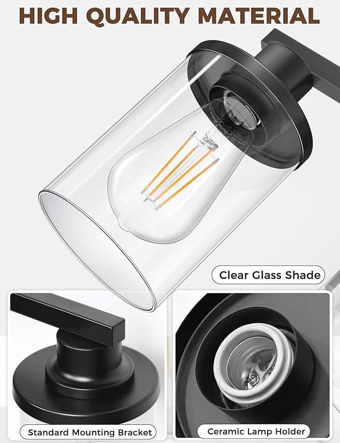 L LOHAS LED 2-Light Black Bathroom Light Fixtures, Modern Lighting Fixtures - Image 4