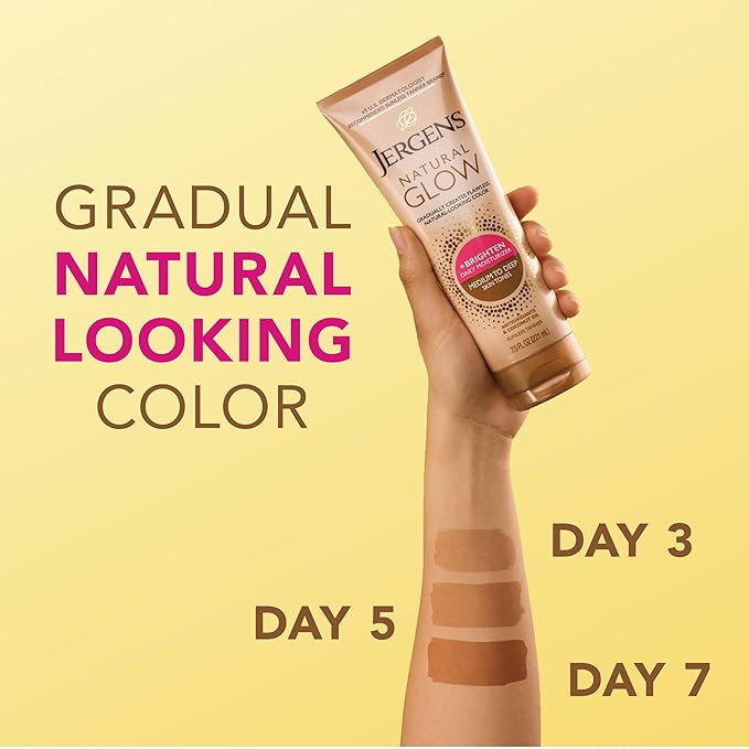 Jergens Natural Glow Self Tanner Body Lotion, Sunless Tanning, Medium to Deep - Image 4