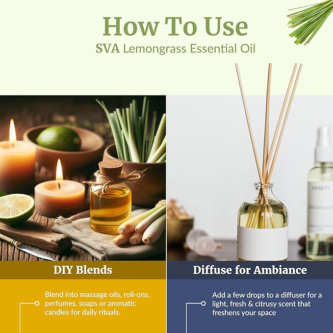 SVA Lemongrass Essential Oil Organic – 16 Fl Oz – 100% Natural Organic - Image 6