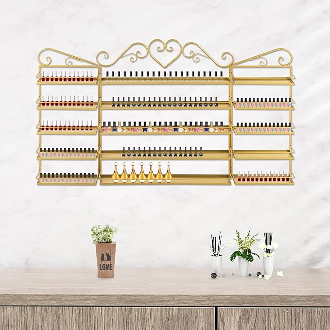 DouSeiAi 5-Tier Wall Mounted Nail Polish Storage Rack, Metal Cosmetic Organizer - Image 5