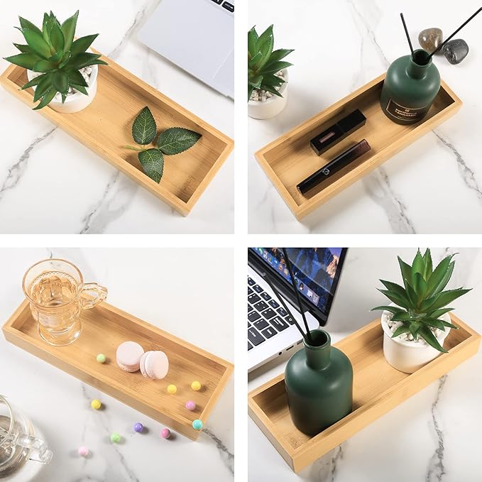 Natural Bamboo Bathroom Tray, Perfume Tray, Vanity Tray, Smooth and Thick - Image 3