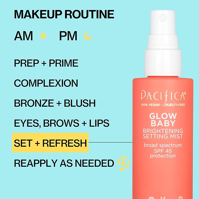 Pacifica Setting Spray Glow Baby Brightening Mist, Broad Spectrum SPF 45 - Image 7