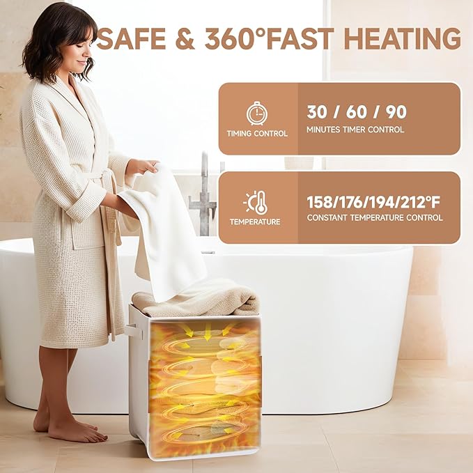 38L Foldable Towel Warmer for Bathroom, Home & Spa, Large Capacity for - Image 3