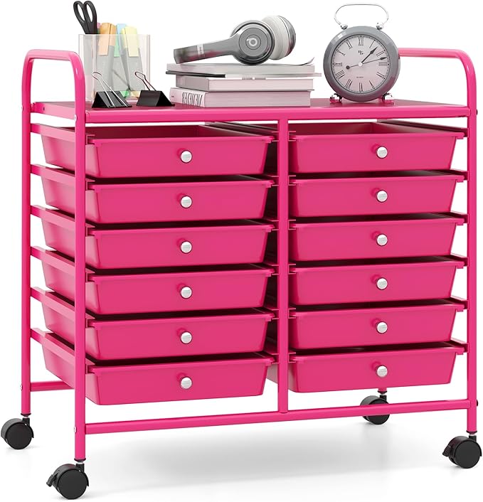 Giantex 12 Drawers Rolling Cart, Mobile Storage Drawer Cart, Classroom by Giantex
