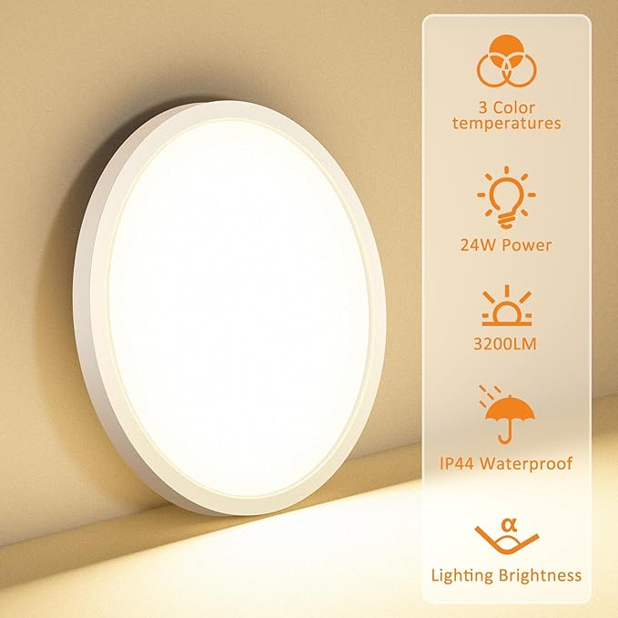 2PACK LED Flush Mount Ceiling Light Fixture, 3000K-4000K-6500K & 150W - Image 2