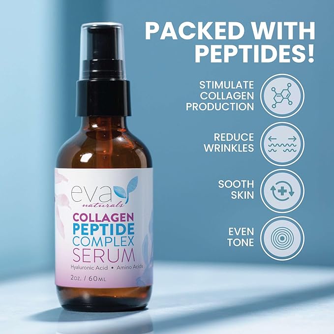 Eva Naturals Multi Peptide Face Serum – Anti Aging Collagen Peptides - Image 2