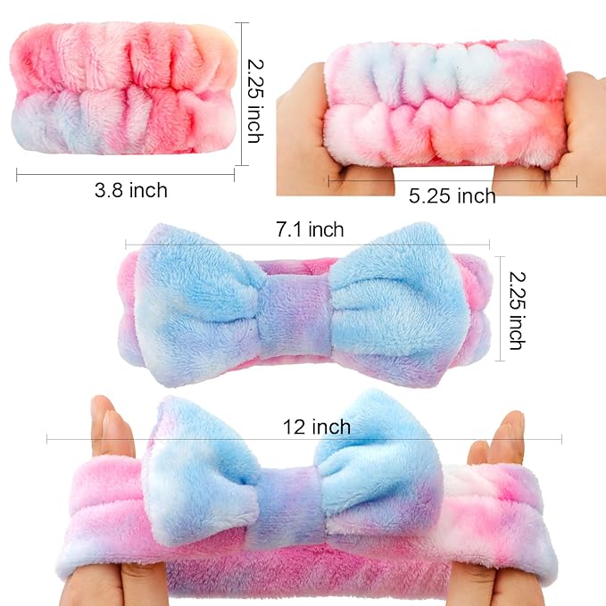 WHAVEL 6PCS Spa Headband and Wristbands Set, Face Wash Headband Wrist Bands - Image 2