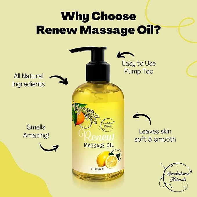 Renew Massage Oil with Orange, Lemon & Peppermint Essential Oils - Image 2