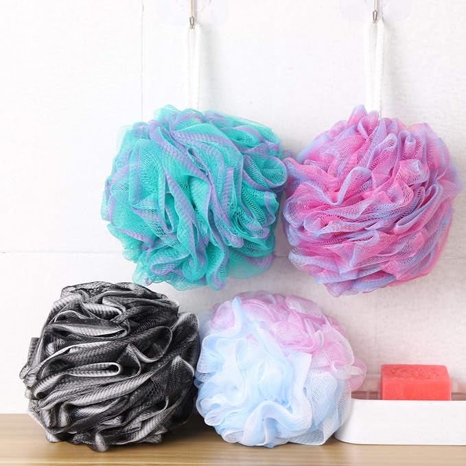 BTYMS 4 Pieces Loofah Bath Sponge 75g/pc Bath Puffs Shower Scrunchies Large - Image 6