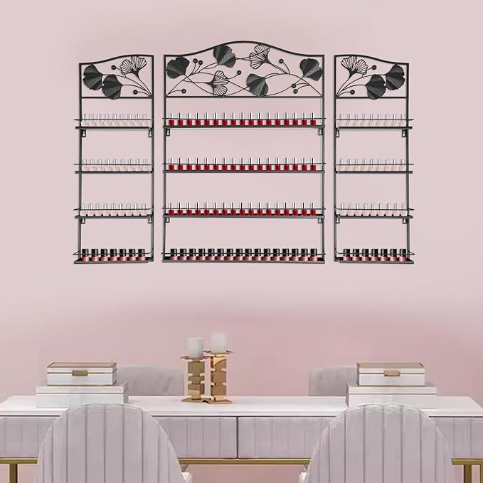 4 Tier Wall-Mounted Nail Polish Storage Racks 3PCS Metal Nail Polish Organizer - Image 2