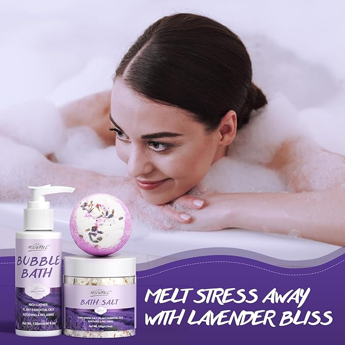 Relaxing Bath Gift Set for Women 8pcs Lavender Spa Gift Set Gift Baskets for - Image 4