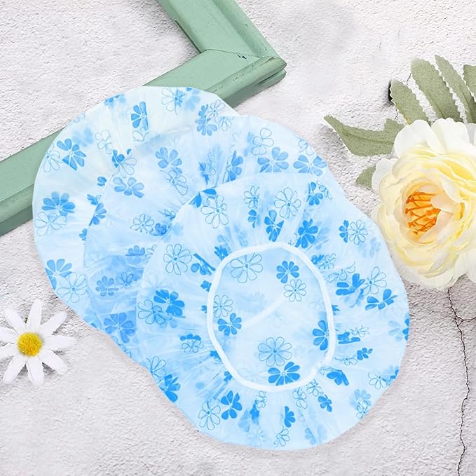 18Pcs Plastic Shower Caps for Women Waterproof Bath Caps Bathing Hair Cap - Image 4