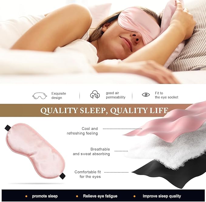 Eye Mask for Sleeping, 3 Pack Silk Sleep Masks for Women Men-Blindfold for - Image 4