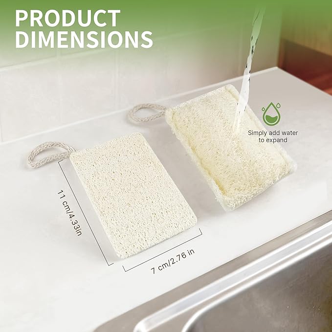 6 Pack Natural Loofah Sponges for Dishes, Loofah Kitchen Sponges - Image 2