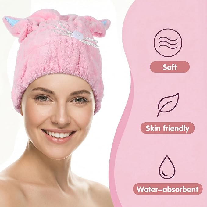 2Pcs Microfiber Hair Towel Wrap, Microfiber Hair Drying Towel Wraps - Image 2