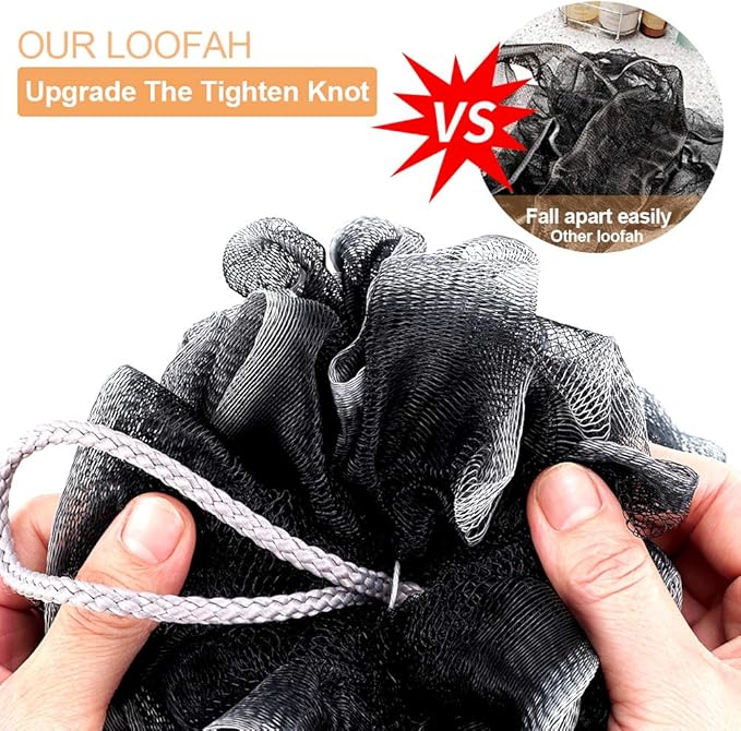 Loofah Bath Sponge, Novosun Soft Shower Sponge Set Extra Large Mesh Pouf - Image 2