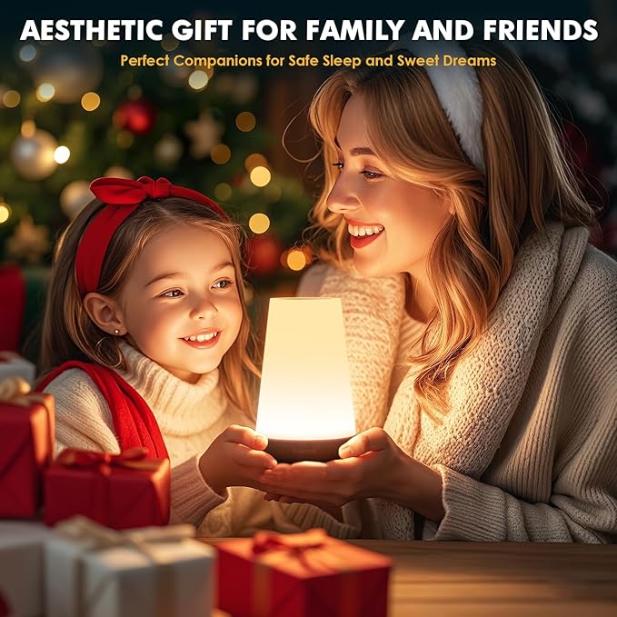 Auxmir LED Night Light 2 Pack Bedside Lamp Touch and Remote Control Dimmable - Image 9