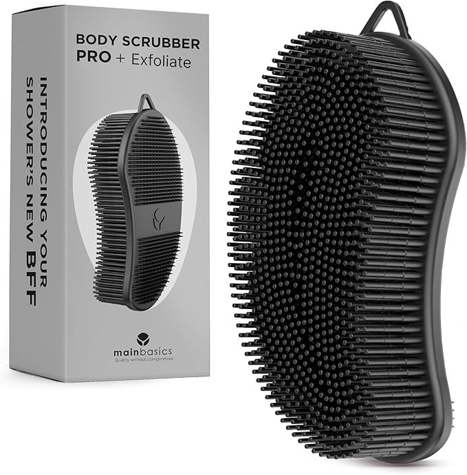 MainBasics Silicone Body Scrubber Dual-Sided Shower Loofah and Exfoliator by MainBasics