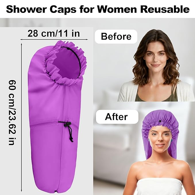 ELEBOX Extra Large Shower Cap for Braids/Curly Hair/Dreadlock | Reusable - Image 5