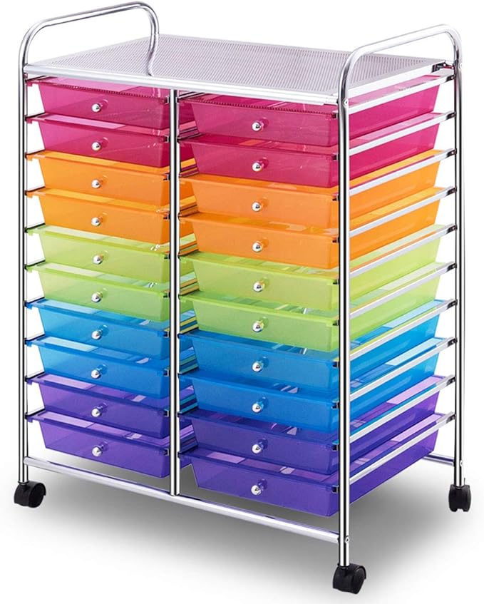 Giantex 20 Drawer Rolling Storage Cart Tools Scrapbook Paper Office School - Image 9