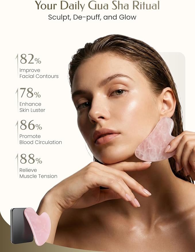 Gua Sha Facial Tool – Pink Stone Guasha Tool - Image 2