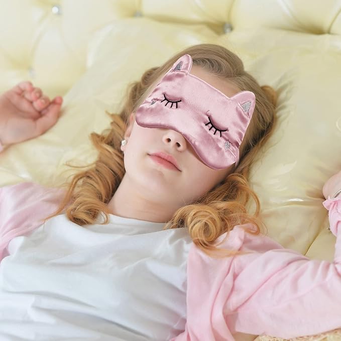 Haysandy 3 Pieces Sleep Mask for Kids Girls Cute Cat Sleeping Eye Cover Soft - Image 5