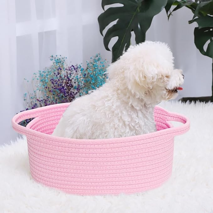 ABenkle Small Basket, Rope Room Shelf Storage Basket, Cat Dog Toys Basket Chest - Image 5