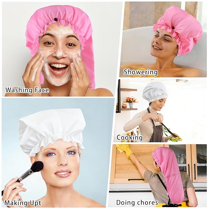 2 Pcs Large Shower Cap for Braids, Extra Long Shower Cap for Women Long Hair & - Image 7