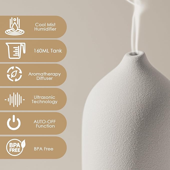 Diffuserlove Ceramic Essential Oil Diffuser 160ML Aromatherapy Diffuser - Image 3